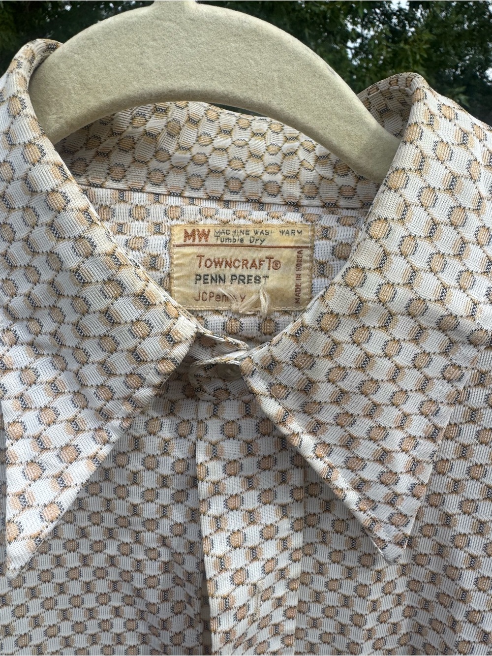 Vintage Cream and Tan Button-Down Shirt